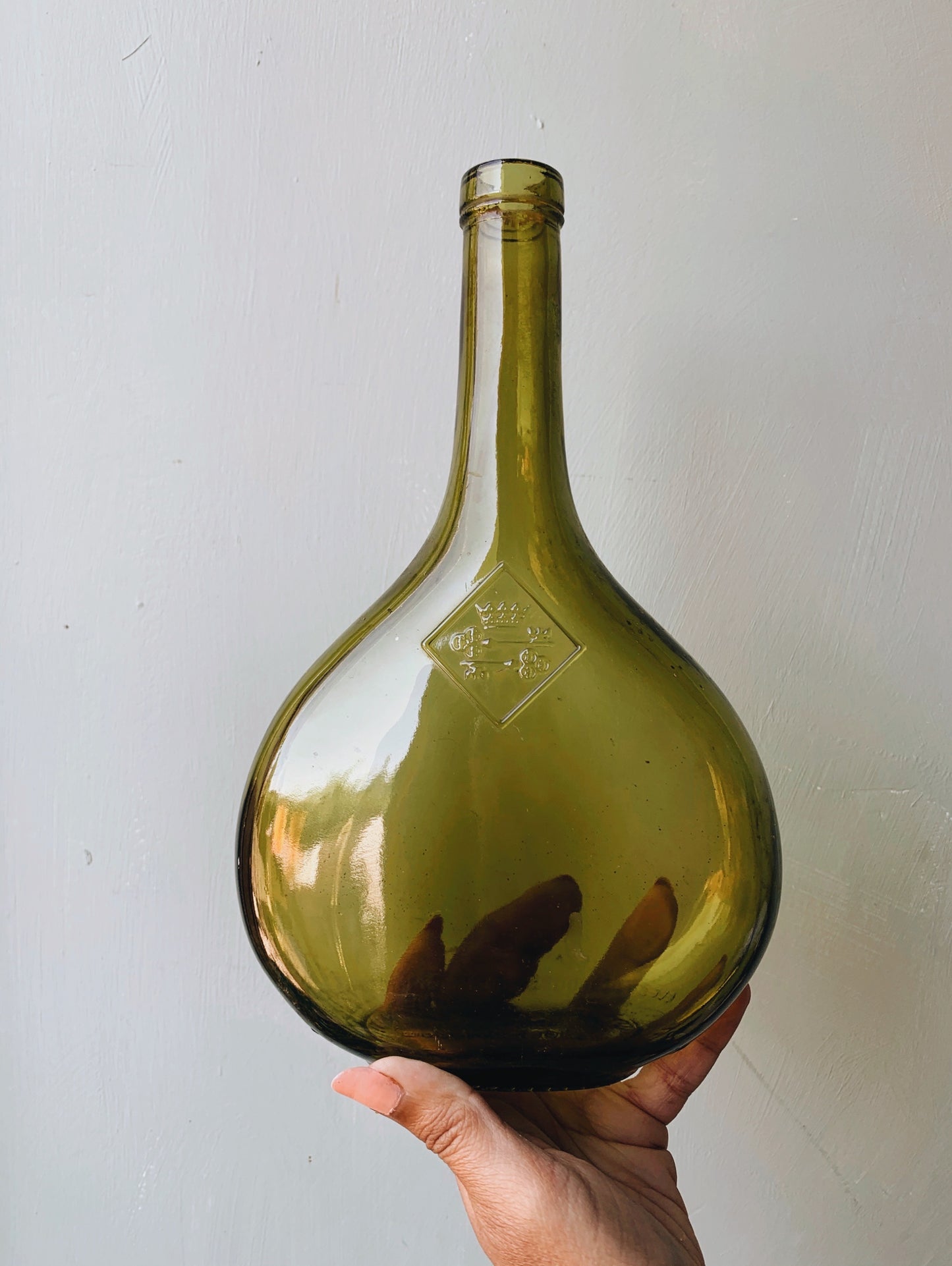 Large Vintage French Green Bottle