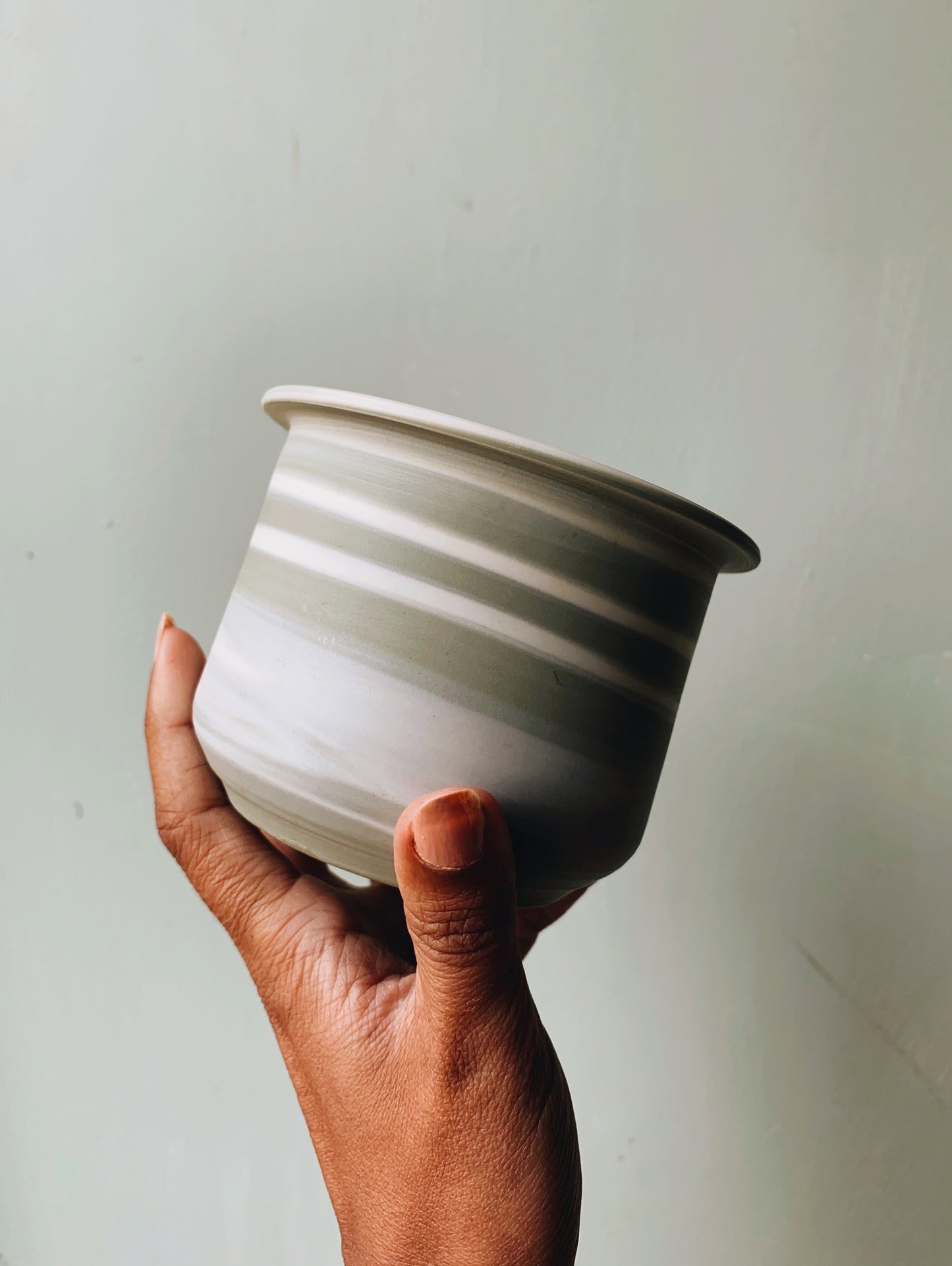 Vintage Hand~Thrown Green Ceramic Pot