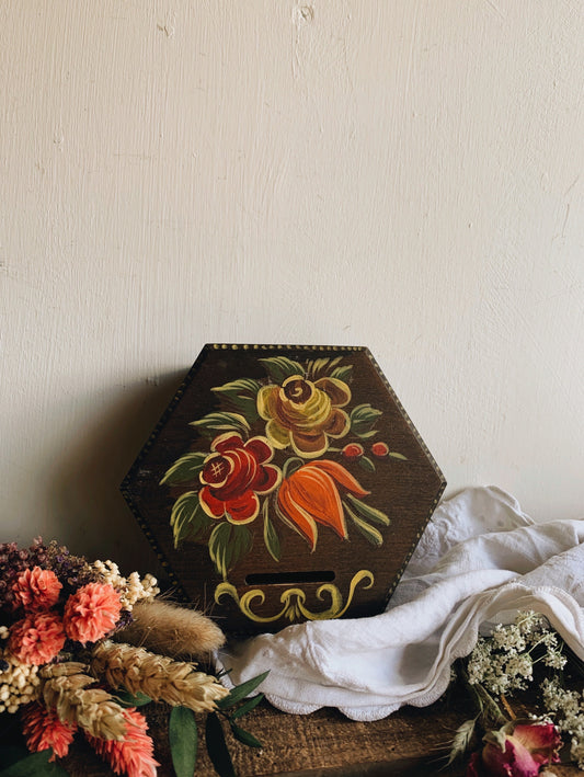 Retro Folk Floral 1980’s Hand~painted Money Box