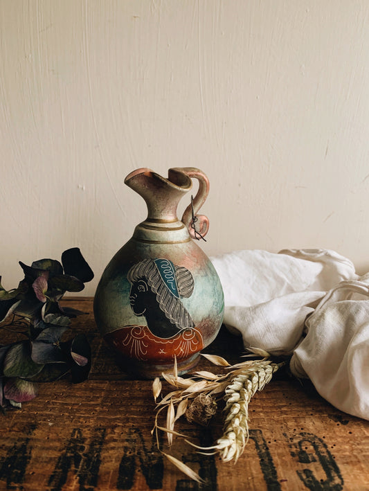 Vintage Grecian Iridescent Ceramic Jug