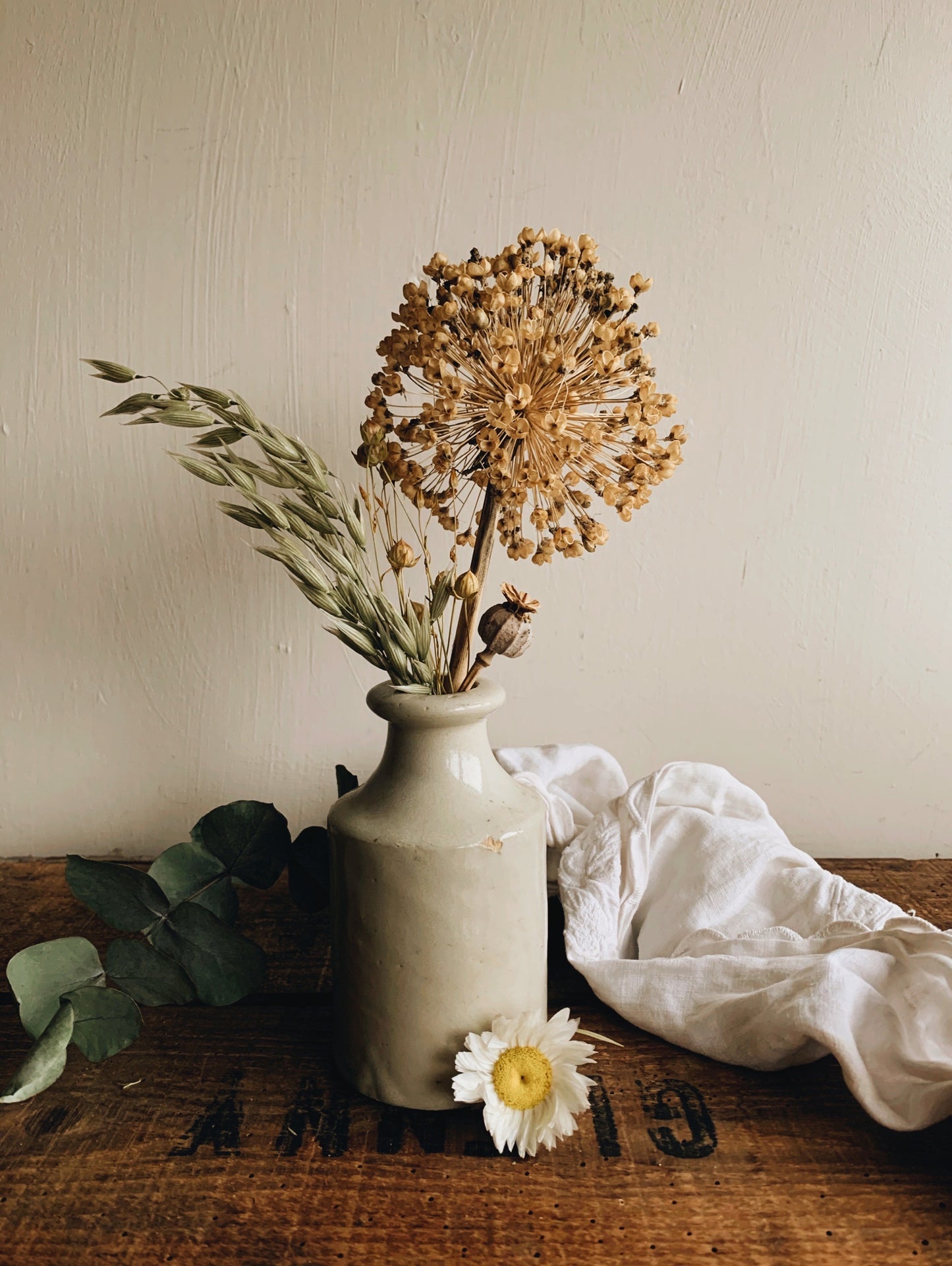 Antique Early 1900’s White Stone Pot / Bottle