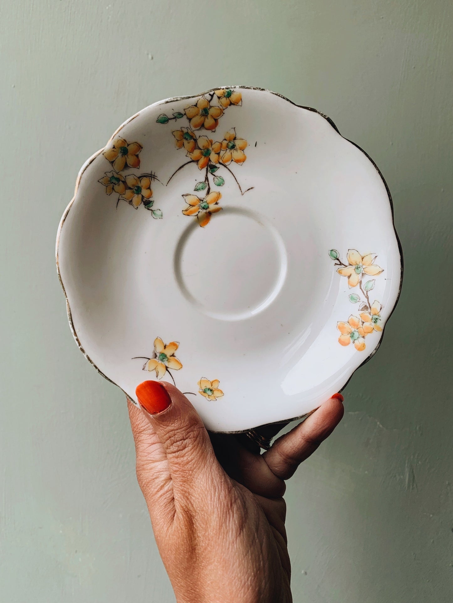 Antique Yellow Floral Foley Plates (various sizes)