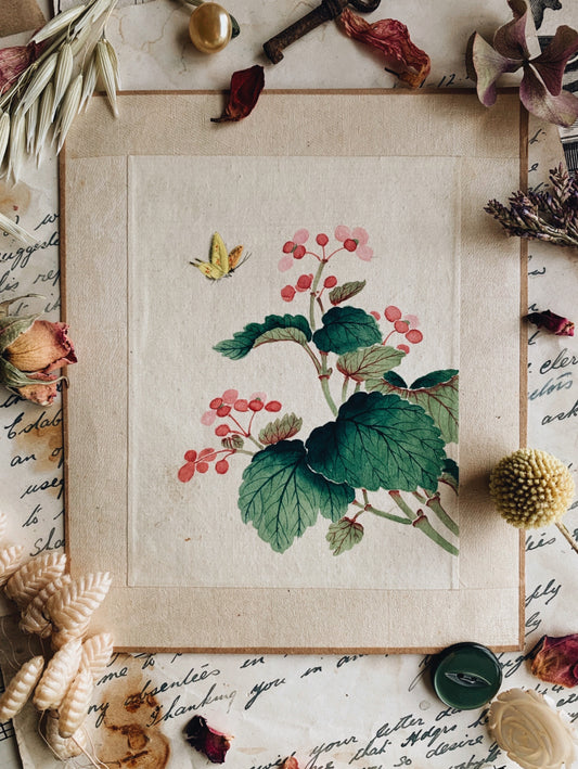 Vintage Floral Butterfly Silk Print