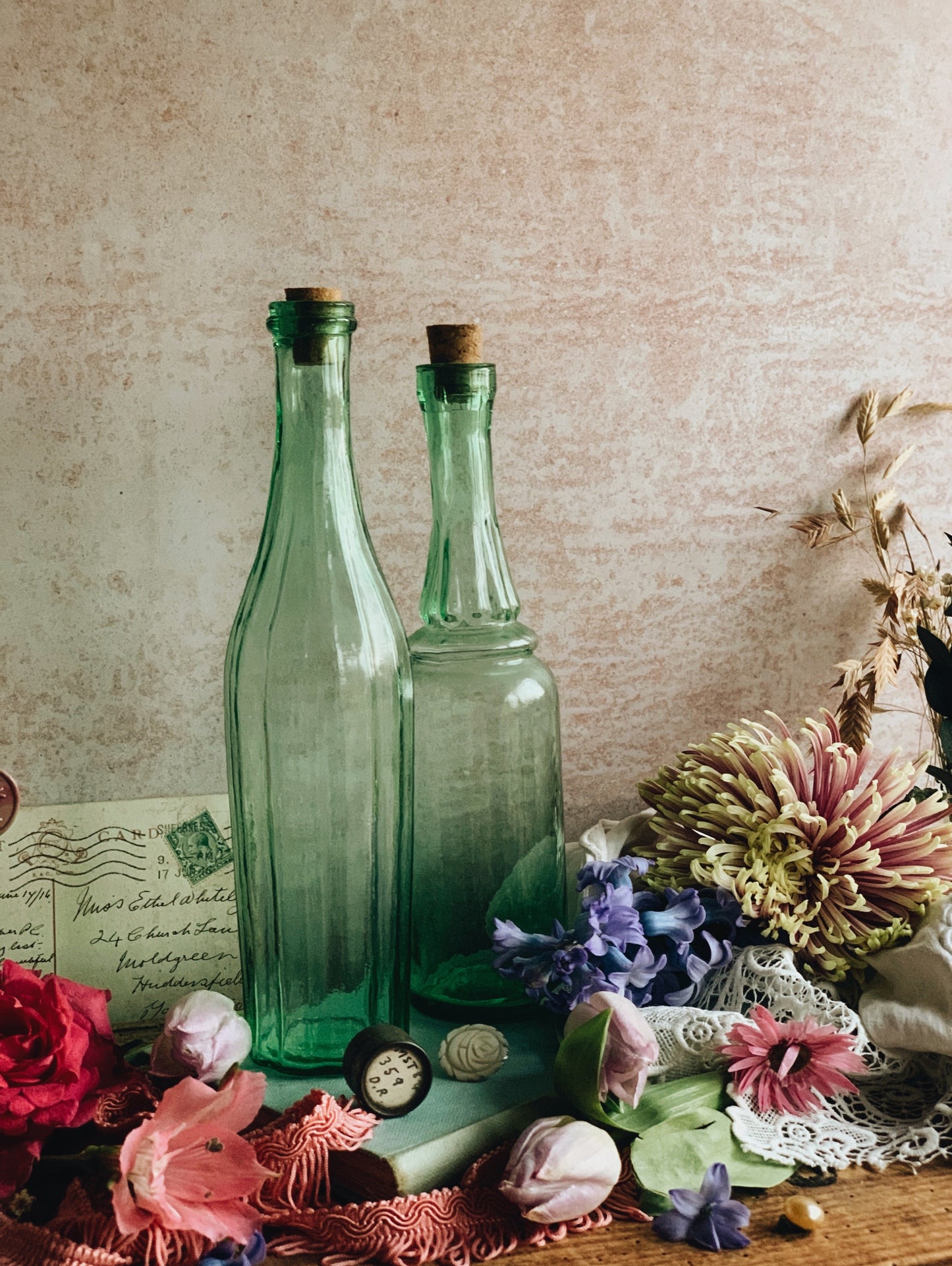 Two Vintage Green Bottles