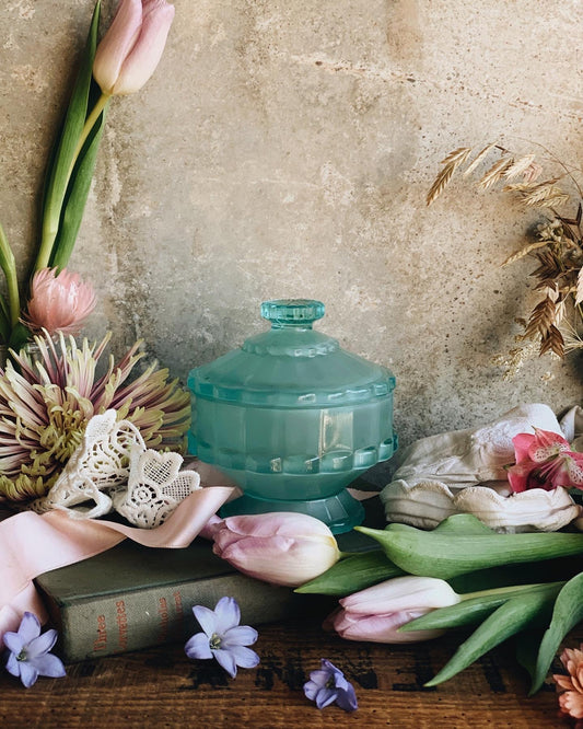 Vintage Turquoise Glass Pot