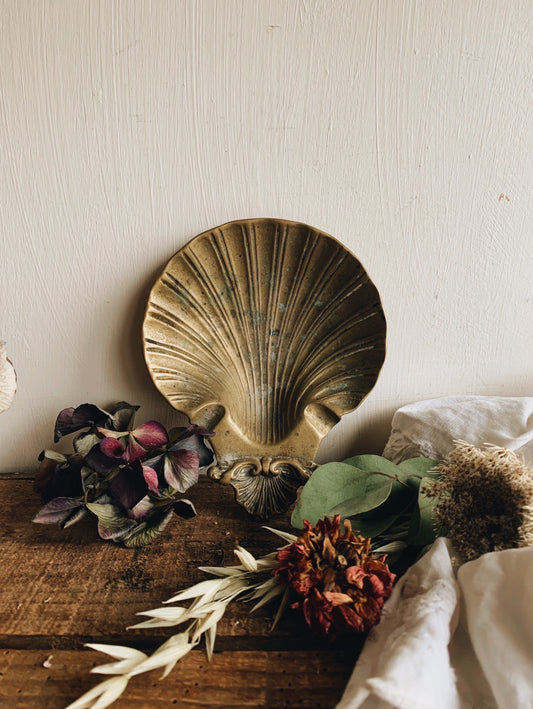 Antique Brass Shell Dish
