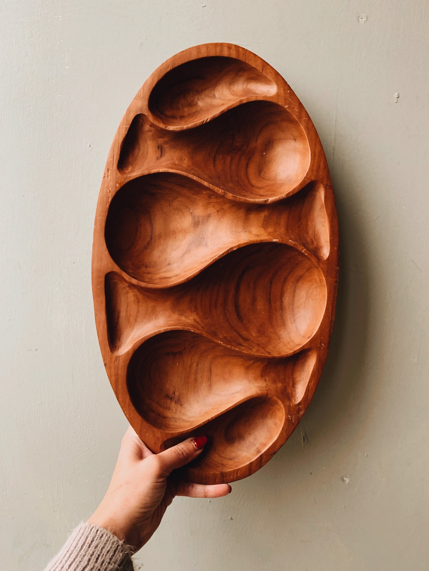 Large Rustic Teakwood Hand~carved Dish (UK SHIPPING ONLY)