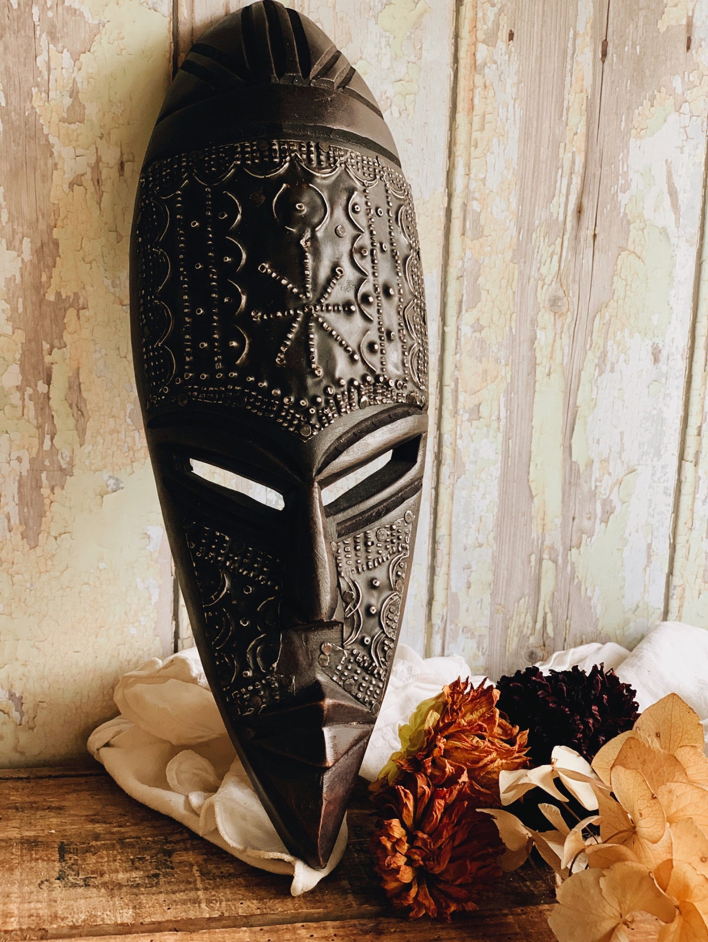 Vintage Wooden Hand~carved Decorative Mask