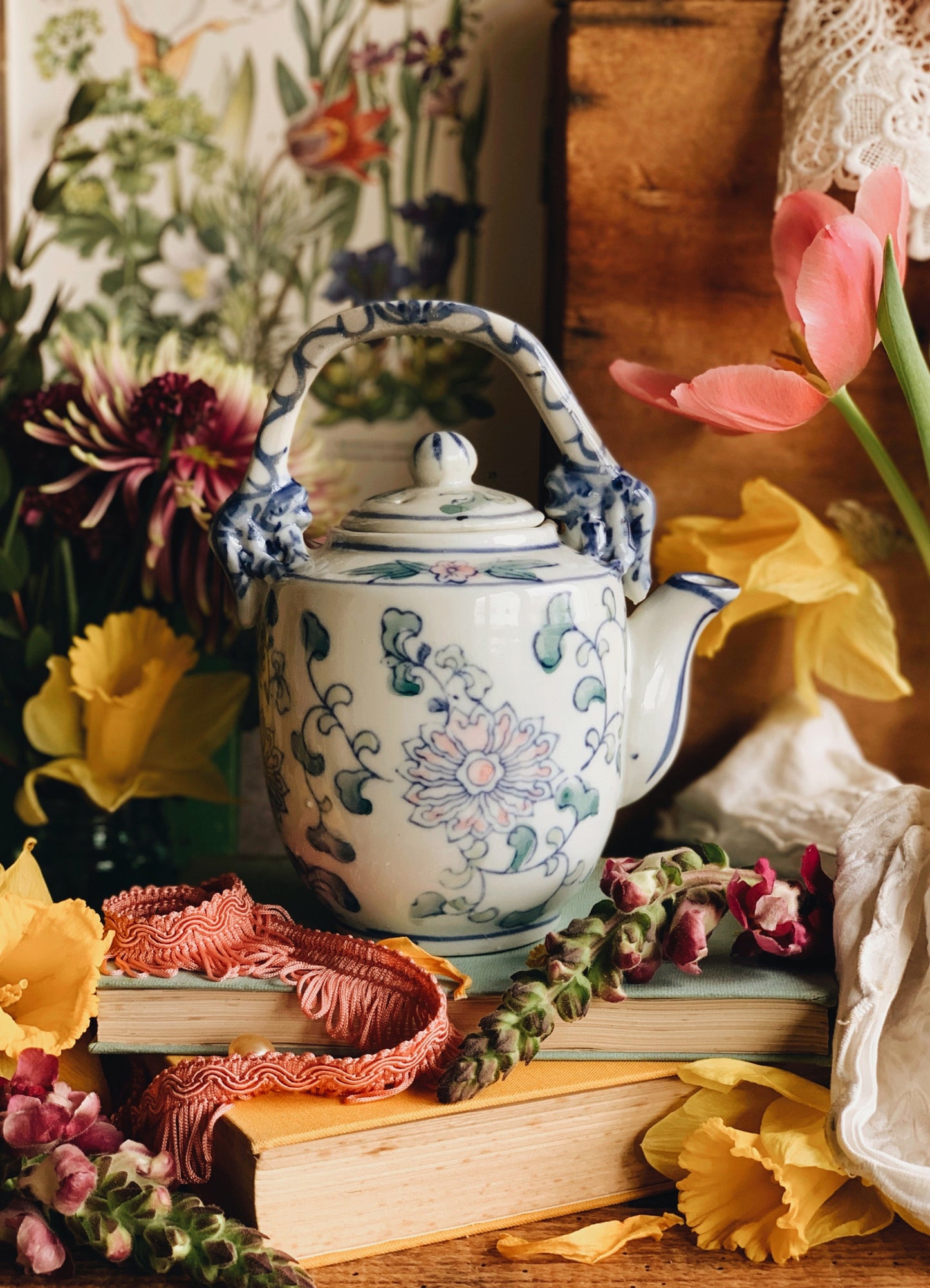 Antique Floral Ming Chinese Teapot