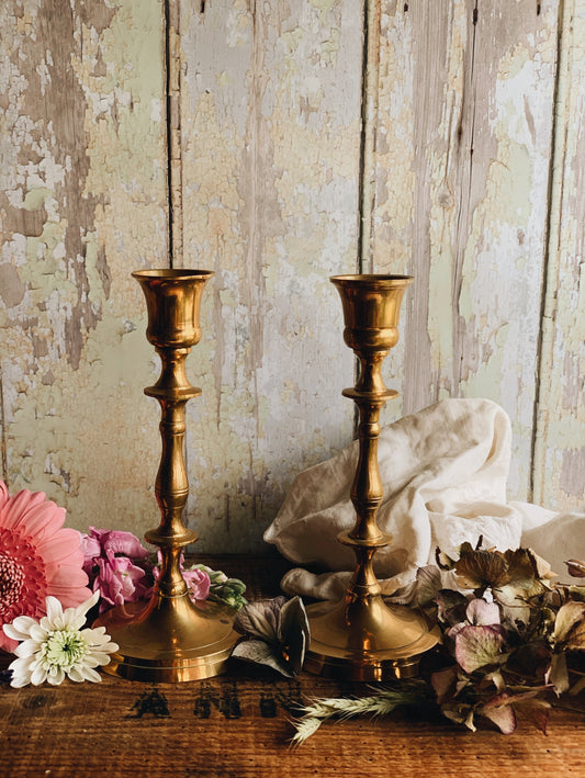 Two Vintage Brass Candle Sticks