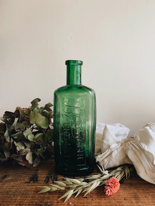 Large Vintage Green Boots Apothecary Bottle