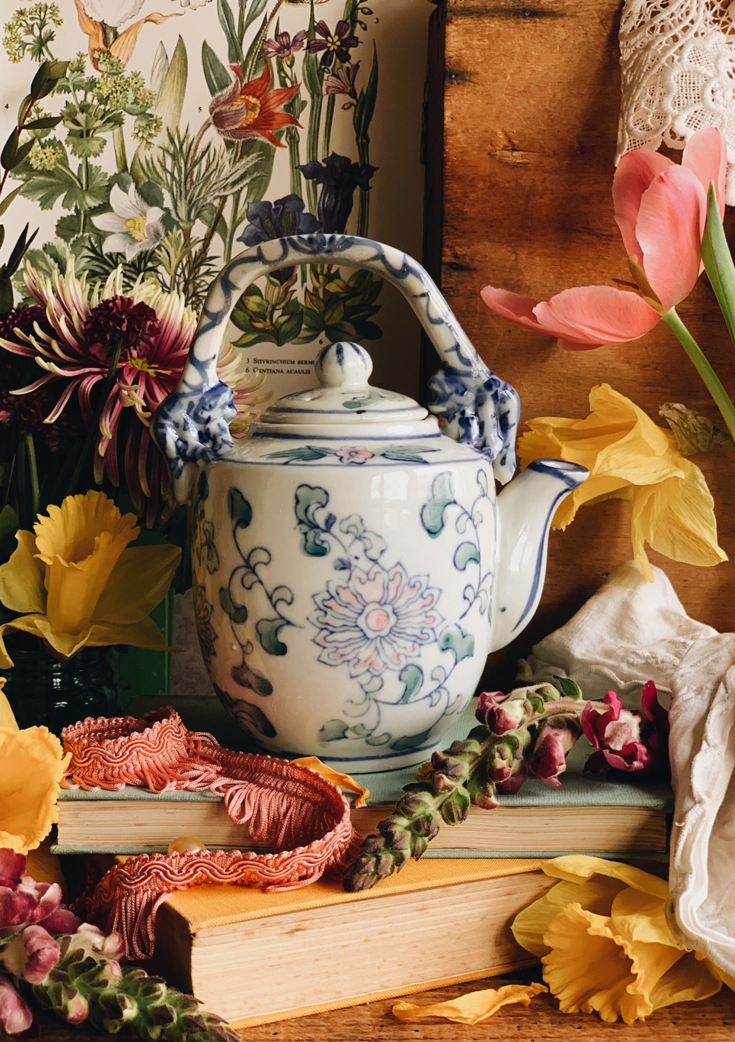 Antique Floral Ming Chinese Teapot