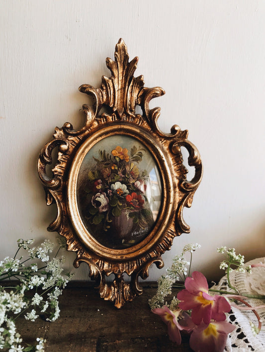 Antique French Rococo Signed Van Holt ~ Early 19th Century Floral Oil Painting (2) - Stone & Sage 