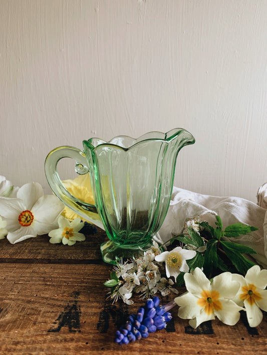 Vintage Green Art Deco Glass Jug