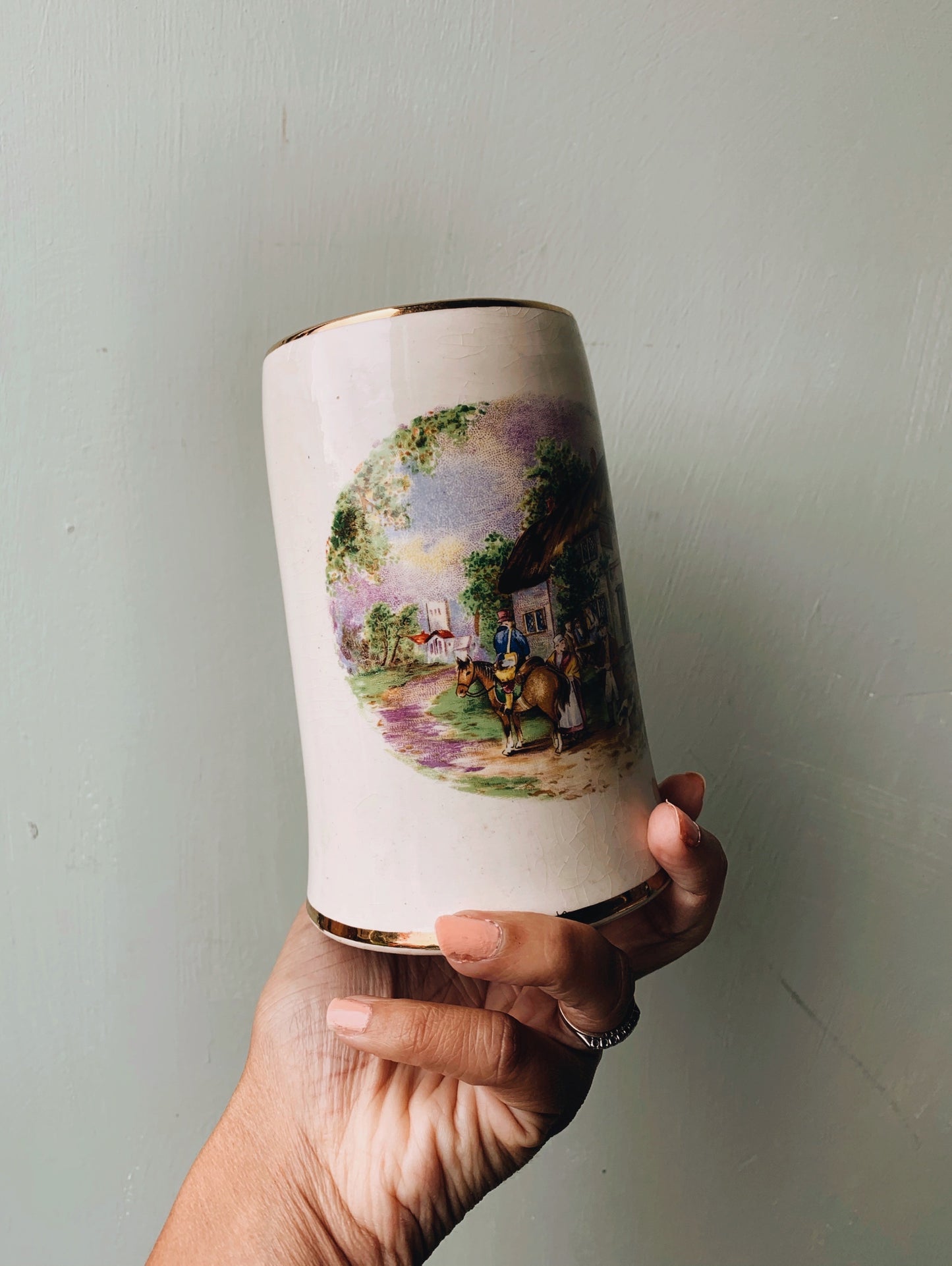 Vintage Sadler Whimsical Rose & Narrative Tankard / Vase
