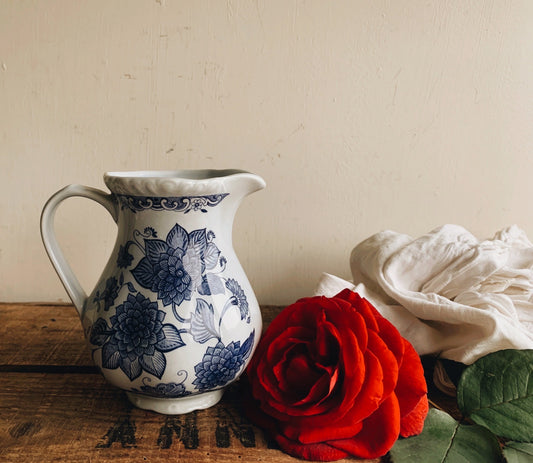 Vintage Blue & White Floral Jug