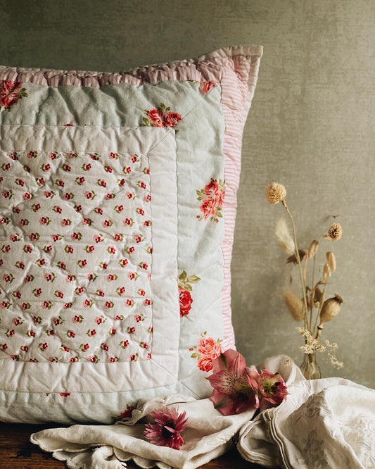 Whimsy Floral Quilted Cushion (UK SHIPPING ONLY)