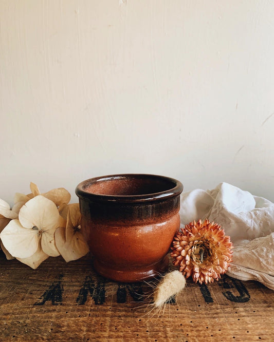 Vintage French Rustic Salt Glaze Terracotta Pot