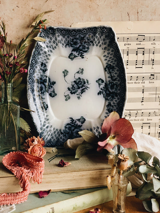 Antique (early) 1900’s Burslem Blue Floral Dish