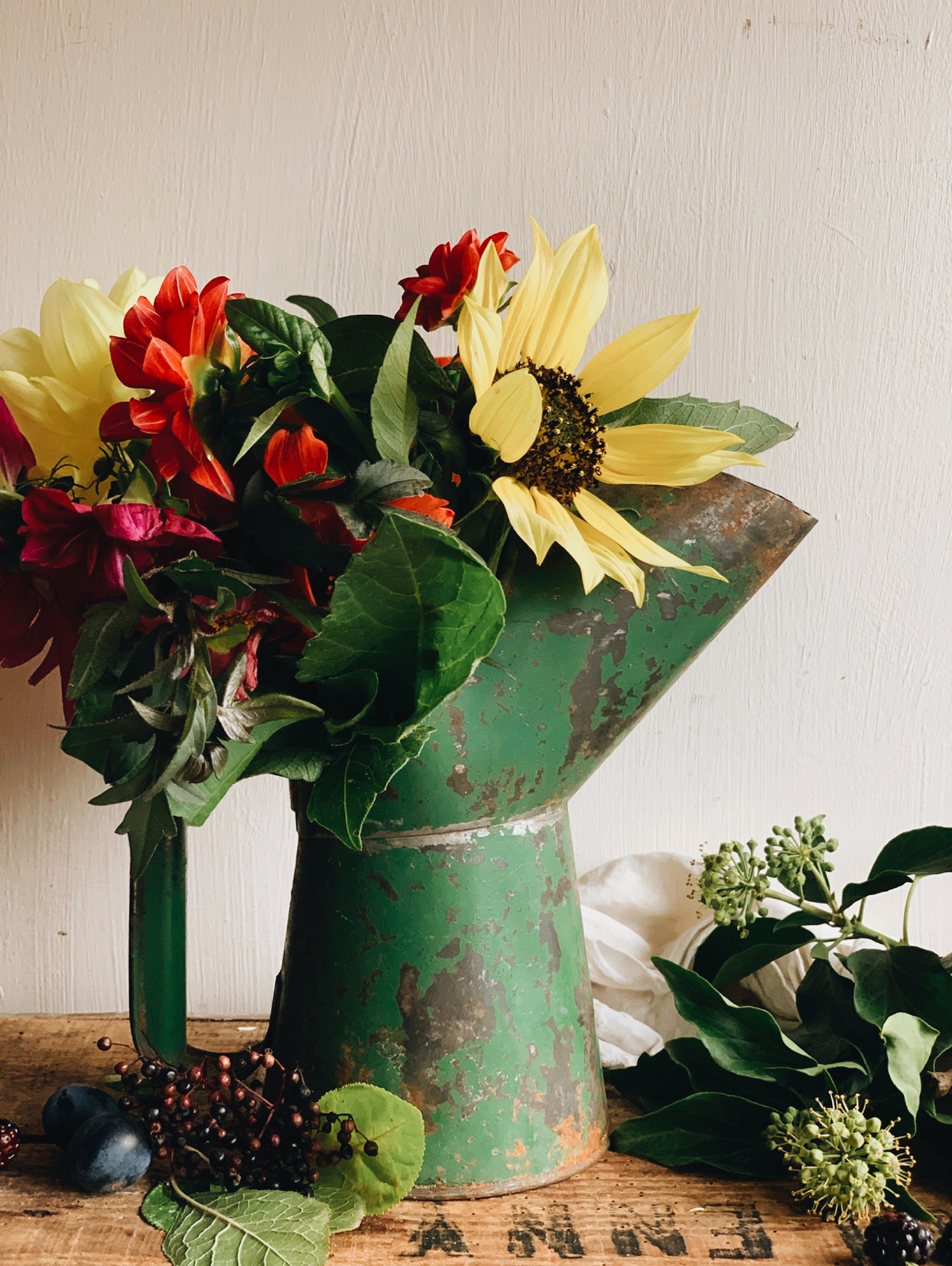 Antique Green Patina Oil Jug